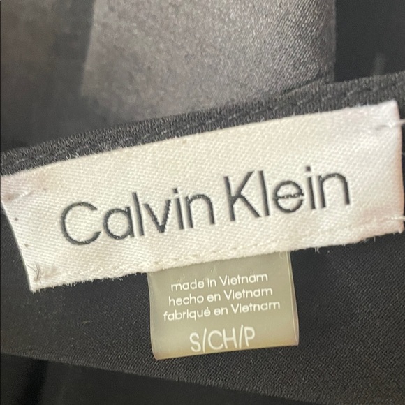 Calvin Klein Pleated Faux Wrap Black Blouse s - Picture 7 of 9